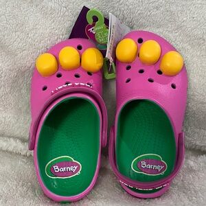 Crocs Kids Barney Clogs,  Pink and Green